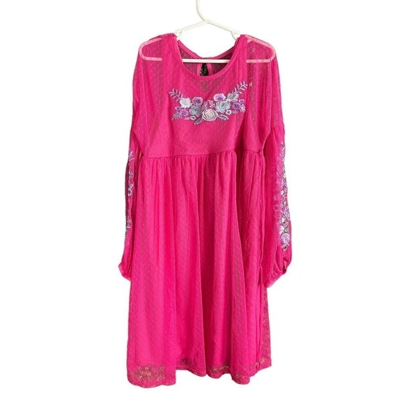 Speechless Kids Pink 2 Piece Dress Sheer Embroidered Overlay with Tank Size 14 - Picture 1 of 8